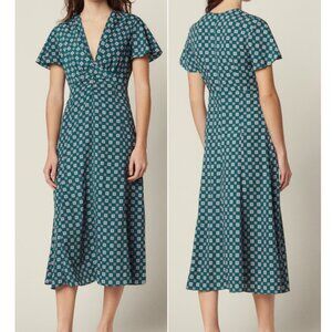Sandro Geometric Pattern Midi Dress as seen on Kate Middleton NWT